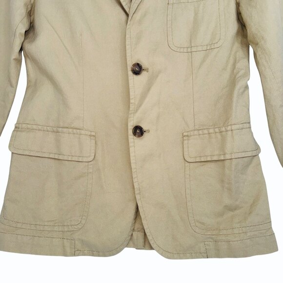 Polo Ralph Lauren Youth Khaki 2-Button Blazer Jacket Size 10-12 Linen Cotton - Picture 3 of 11